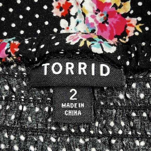 torrid Polka Dot Floral Print High-Low Strappy Summer Dress Smocked Sz 2 - NWOT - Picture 6 of 7